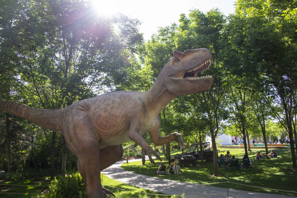 A life-size T-Rex model at Dinosaur Island.