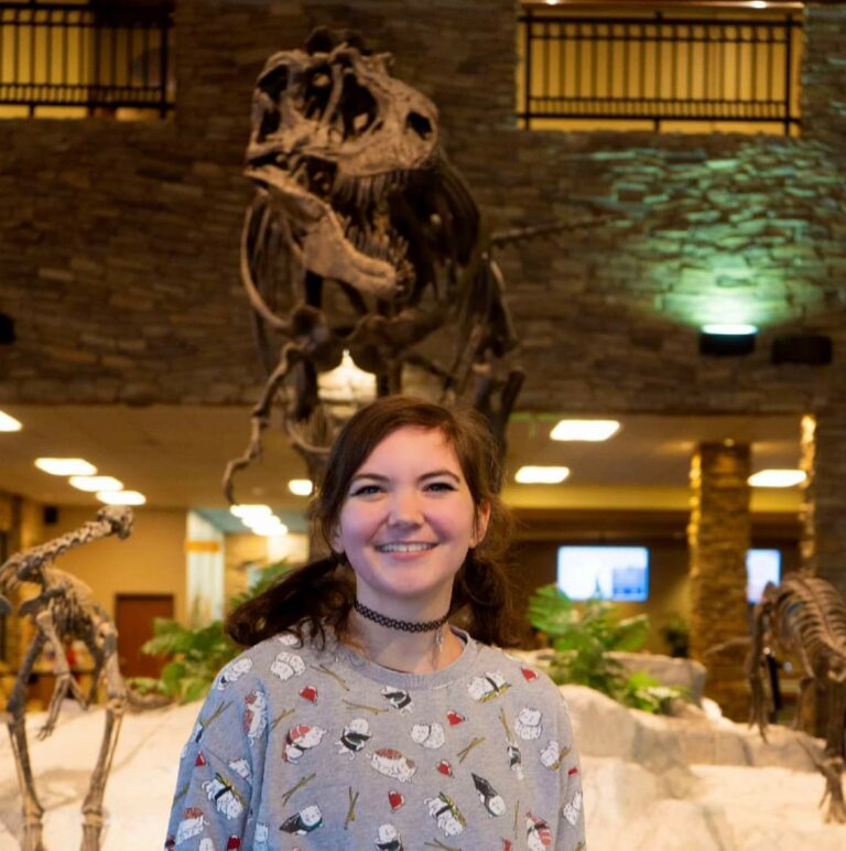 A young woman at the Museum of Ancient Life.