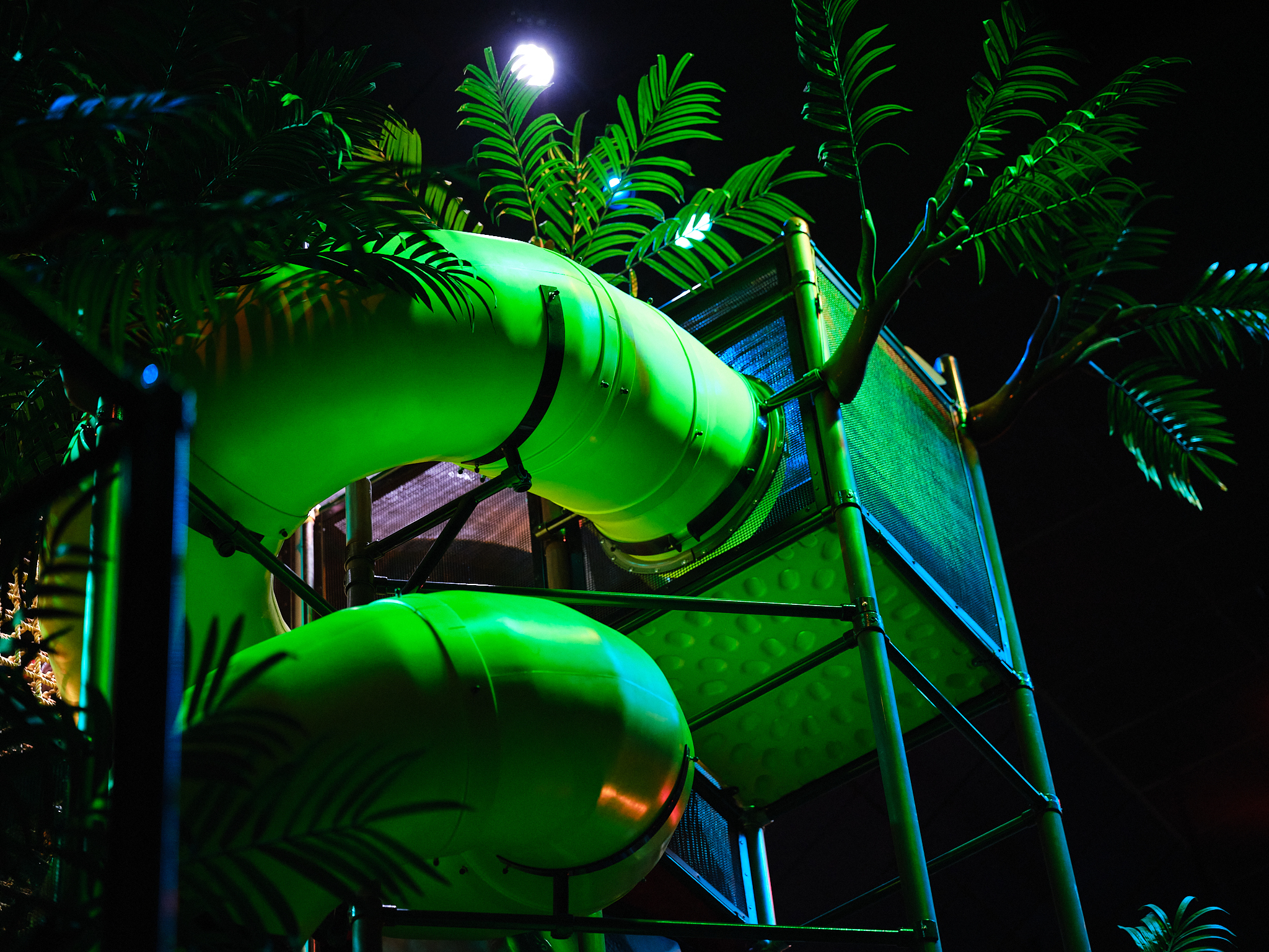 Volcano slide inside Jurassic Jungle