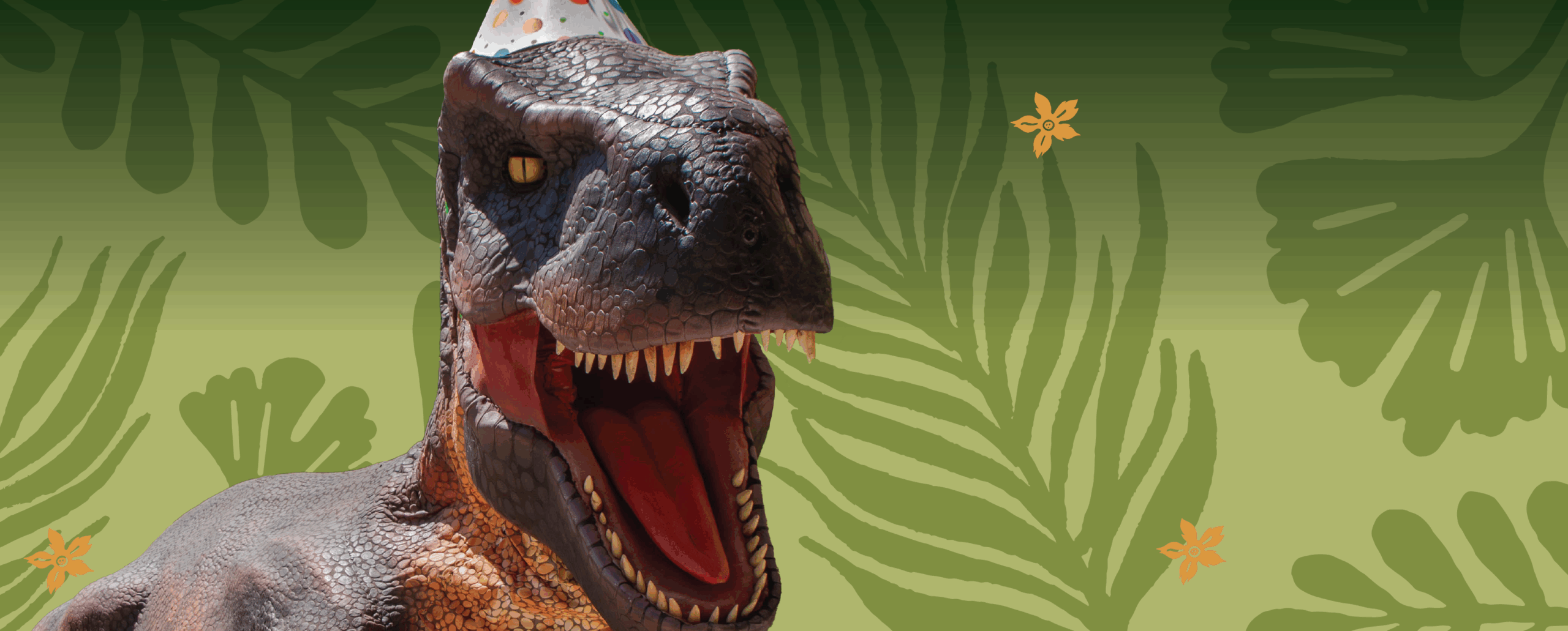 photo of dinosaur character with mouth open