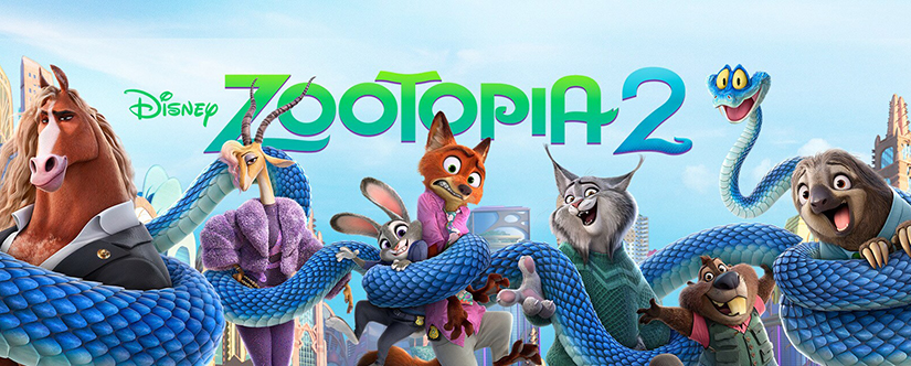 Zootopia 2 animals with big blue snake wrapped around them