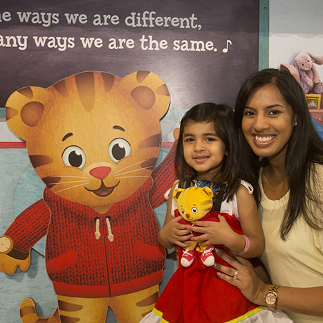 image of mother and daughter at Daniel Tiger’s Neighborhood: A Grr-ific Exhibit!
