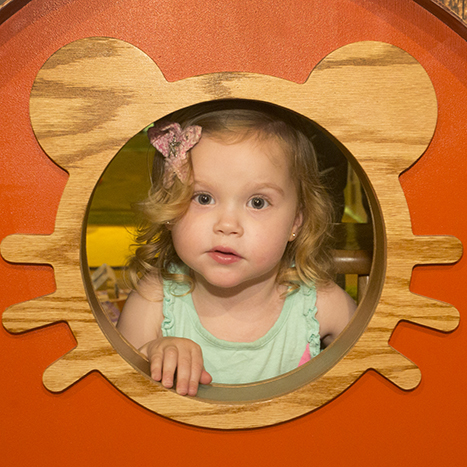 image of mother and daughter at Daniel Tiger’s Neighborhood: A Grr-ific Exhibit