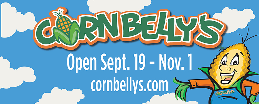 illustrated words Cornbelly's Open Sept. 19-Nov. 1