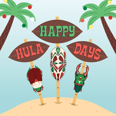 Happy hula days illustrated bugs