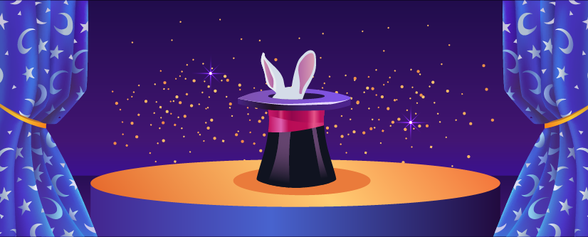 rabbit coming out of hat illustrated